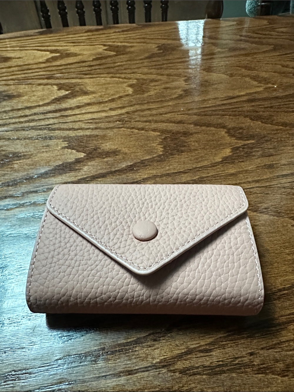 Pebbled Envelope Wallet in Blush Pink
